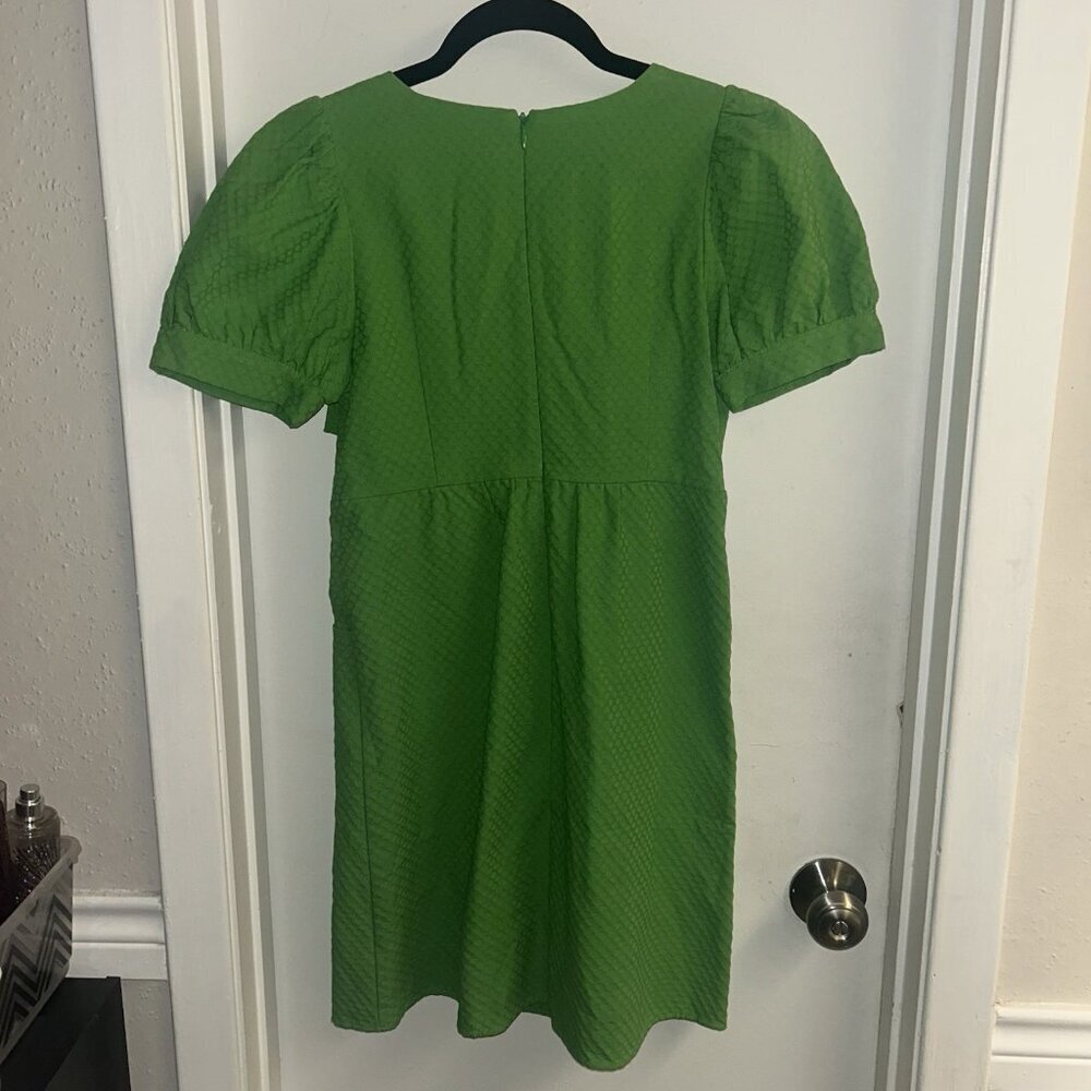 Voom by Joy Han Vintage Green Short Sleeve Dress With Bow Detail Size Small - Picture 5 of 11